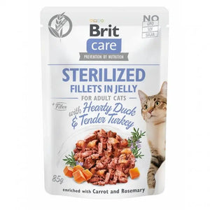 Brit Care Cat PB Fillets in Jelly - Ente & Truthahn Sterilized 85g zoodrop