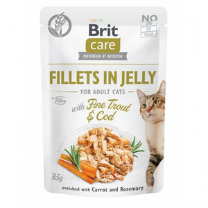 Brit Care Cat PB Fillets in Jelly - Forelle & Kabeljau 85g zoodrop