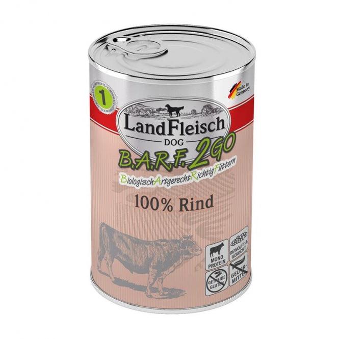 LandFleisch B.A.R.F.2GO 100% vom Rind 6 Dosen á 400g - 4pfoten Shop
